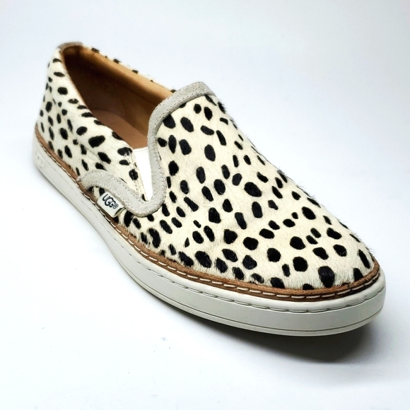 UGG Shoes - UGG Soleda Calf Hair Slip on Sneaker White with Black Spots 7 EUC